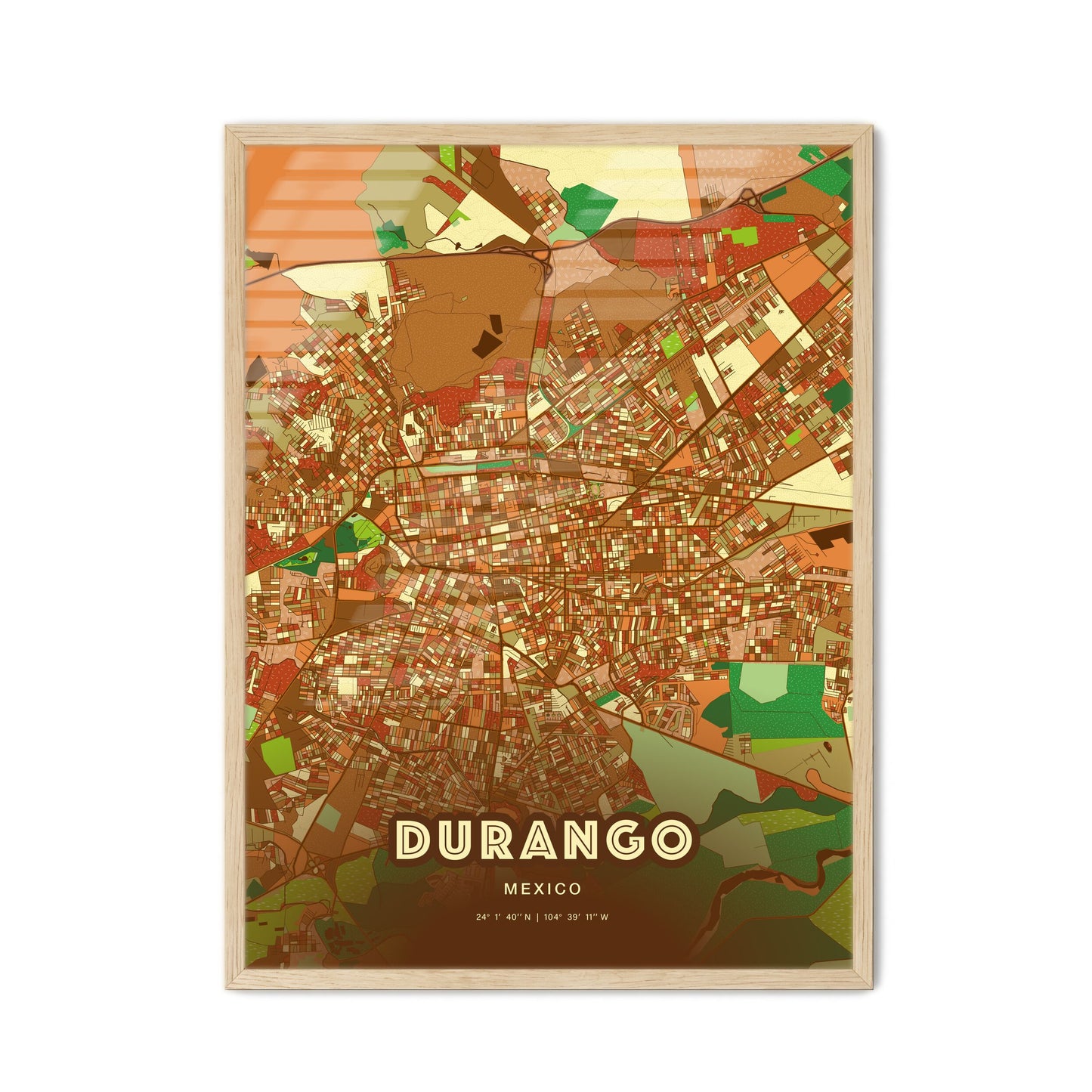 Colorful Durango Mexico Fine Art Map Farmhouse