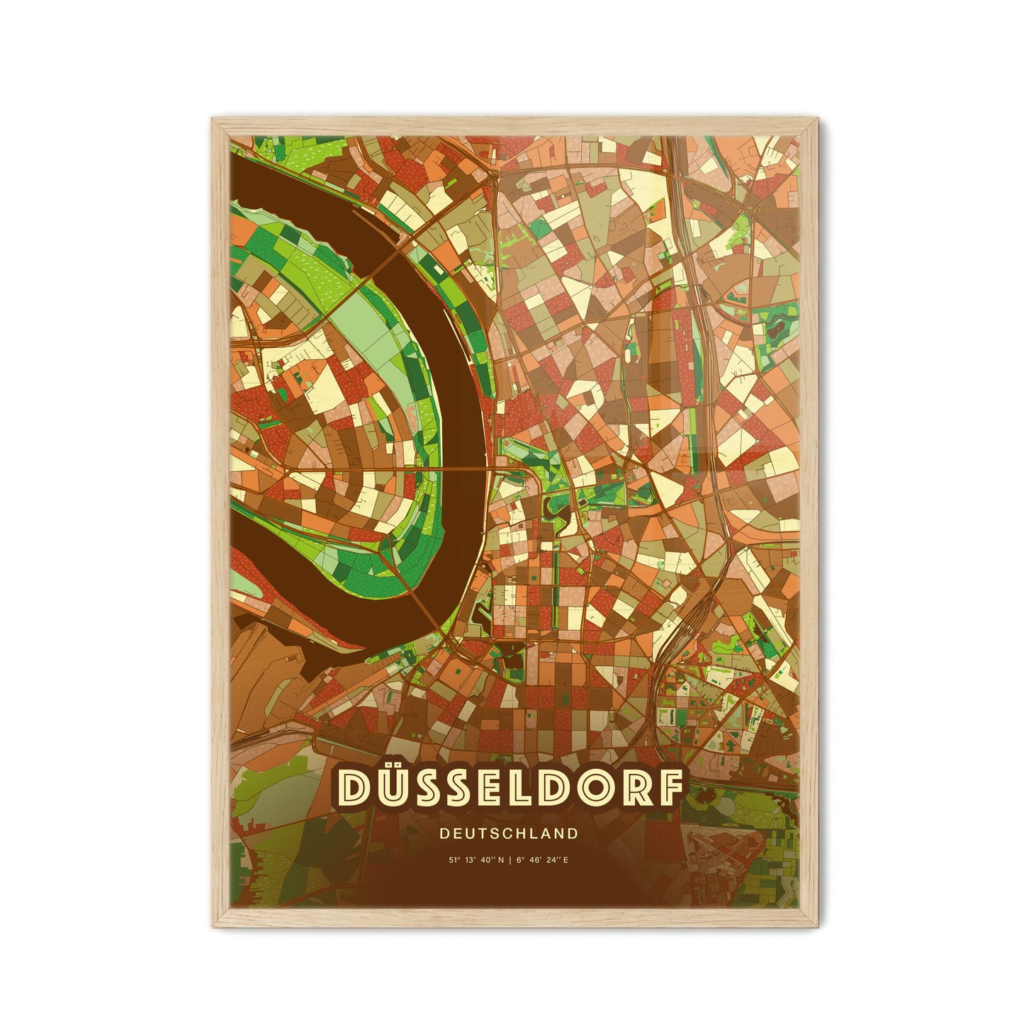 Colorful Düsseldorf Germany Fine Art Map Farmhouse