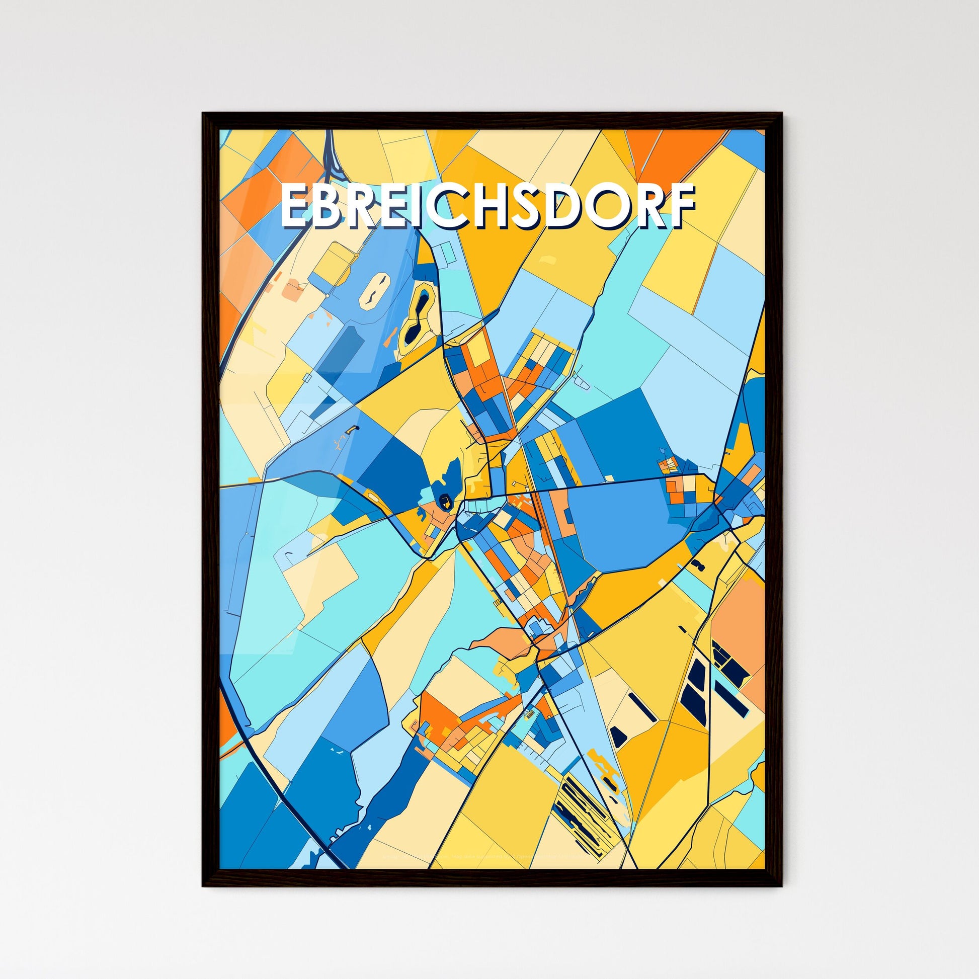 EBREICHSDORF AUSTRIA Vibrant Colorful Art Map Poster Blue Orange