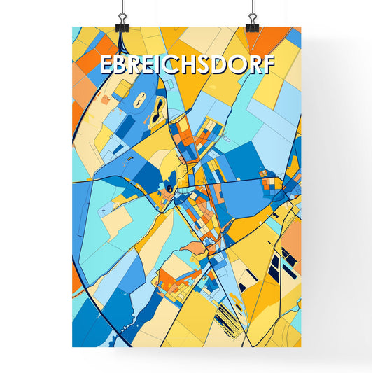 EBREICHSDORF AUSTRIA Vibrant Colorful Art Map Poster Blue Orange