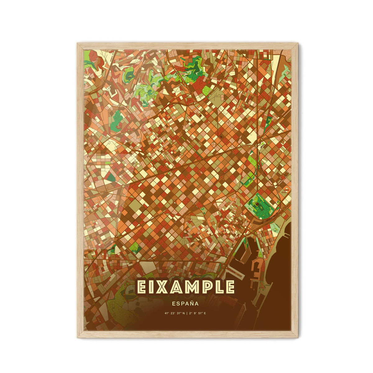 Colorful Eixample Spain Fine Art Map Farmhouse