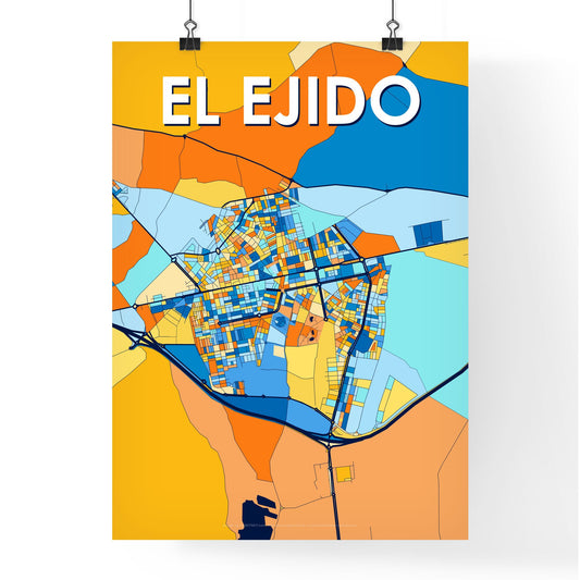 EL EJIDO SPAIN Vibrant Colorful Art Map Poster Blue Orange