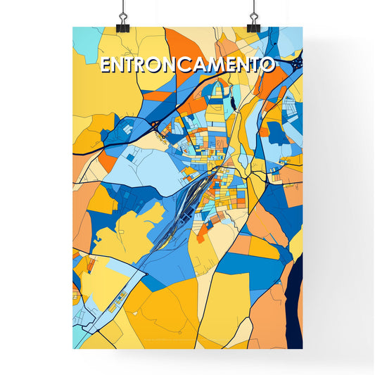 ENTRONCAMENTO PORTUGAL Vibrant Colorful Art Map Poster Blue Orange