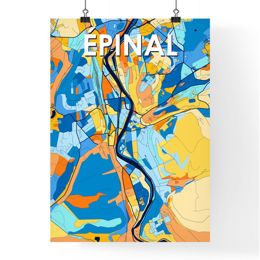 ÉPINAL FRANCE Vibrant Colorful Art Map Poster Blue Orange