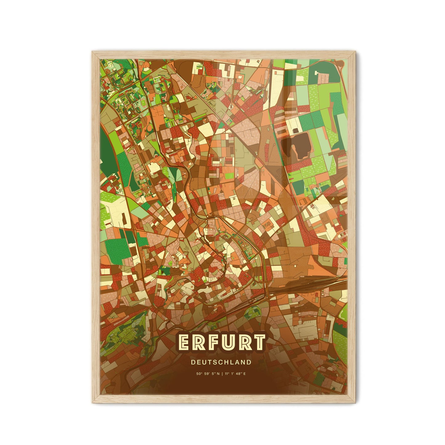 Colorful Erfurt Germany Fine Art Map Farmhouse