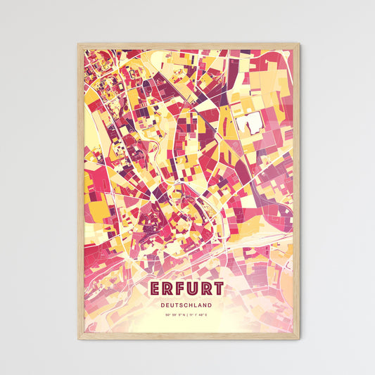 Colorful Erfurt Germany Fine Art Map Hot Red