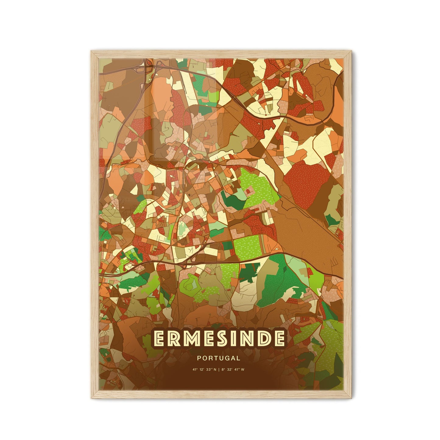 Colorful Ermesinde Portugal Fine Art Map Farmhouse