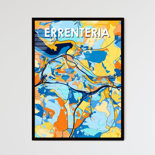 ERRENTERIA SPAIN Vibrant Colorful Art Map Poster Blue Orange