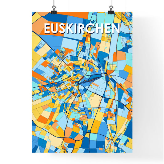 EUSKIRCHEN GERMANY Vibrant Colorful Art Map Poster Blue Orange