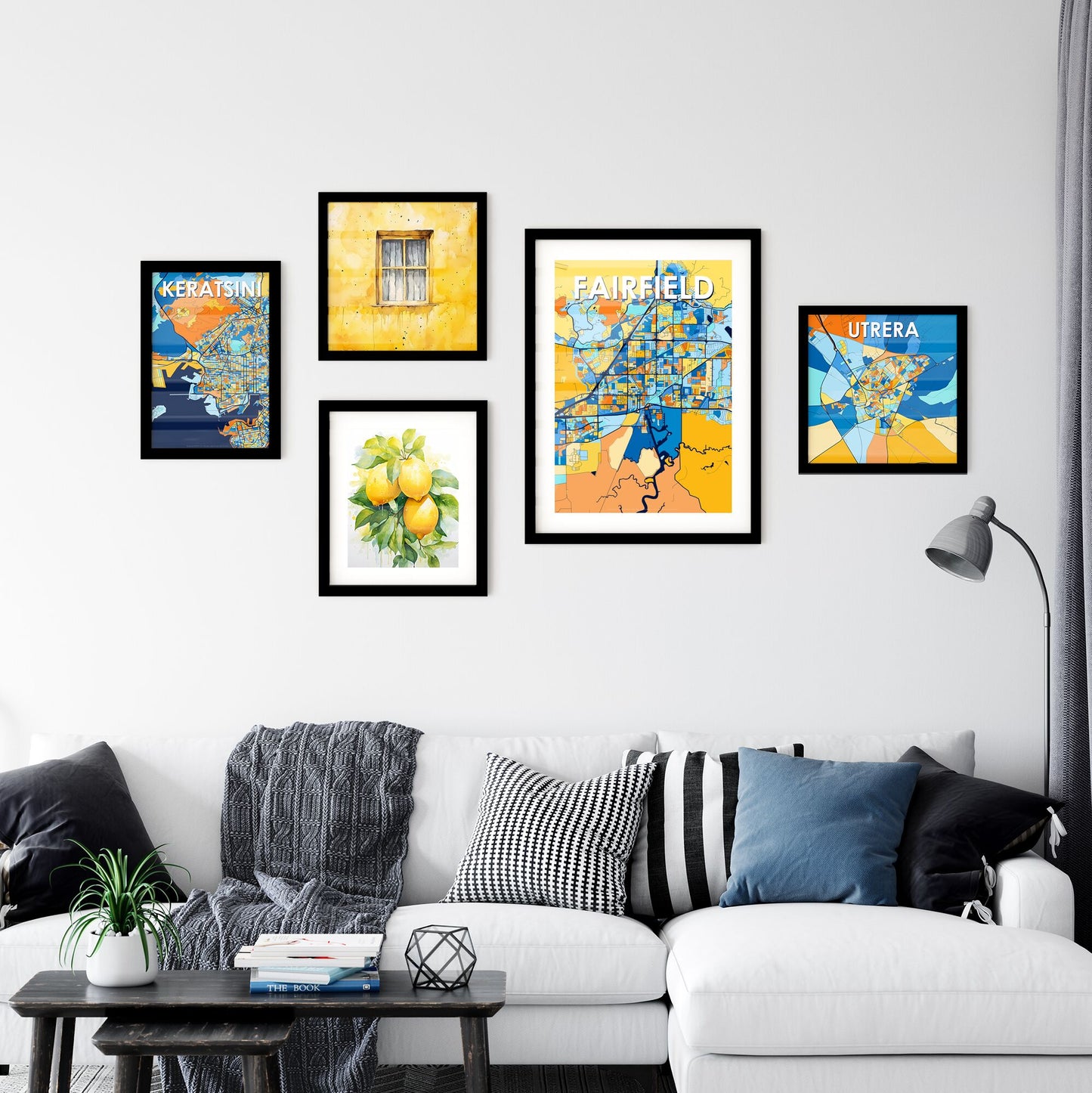 FAIRFIELD CALIFORNIA Vibrant Colorful Art Map Poster Blue Orange