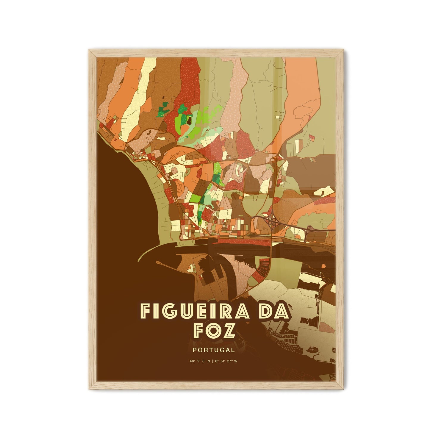 Colorful Figueira Da Foz Portugal Fine Art Map Farmhouse