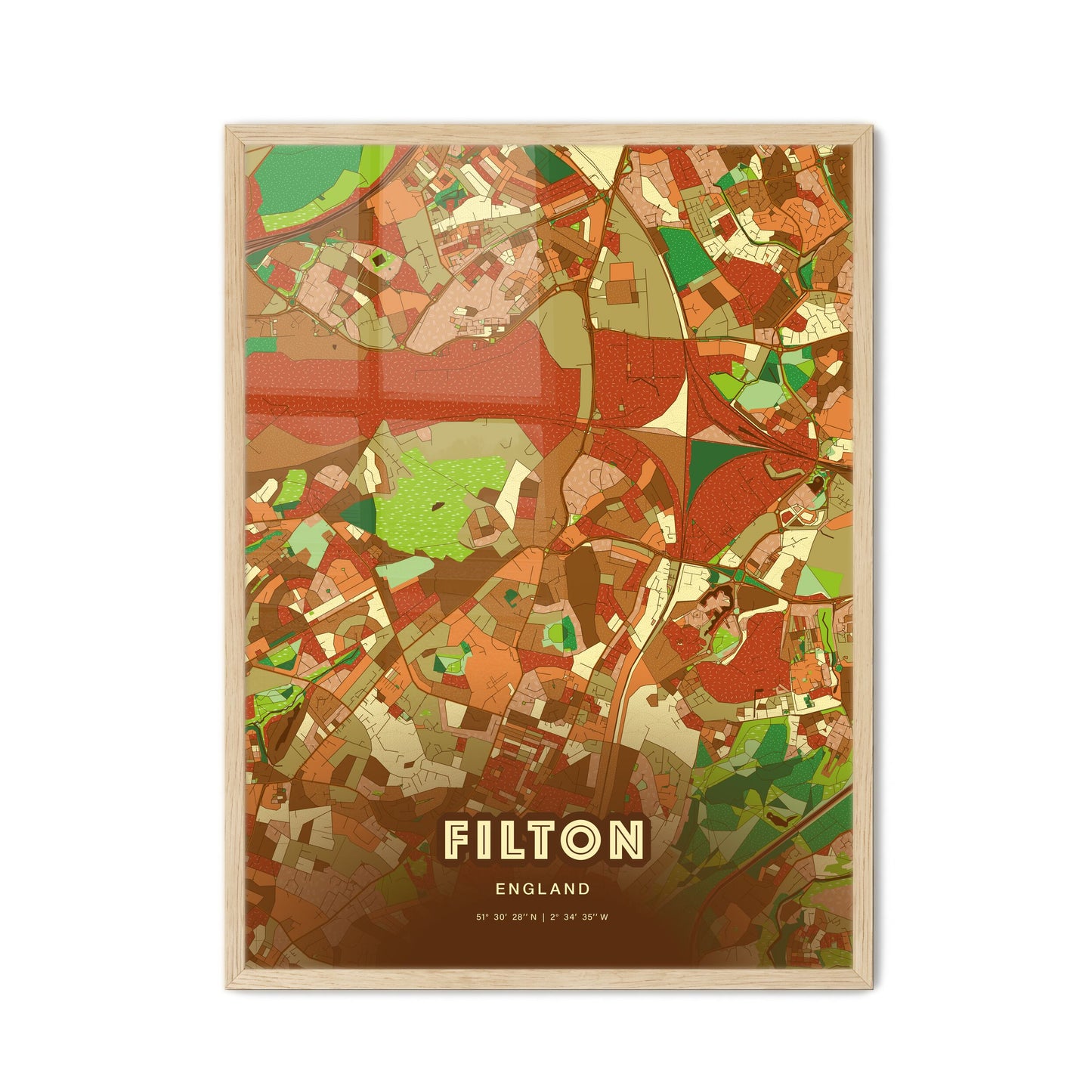 Colorful Filton England Fine Art Map Farmhouse