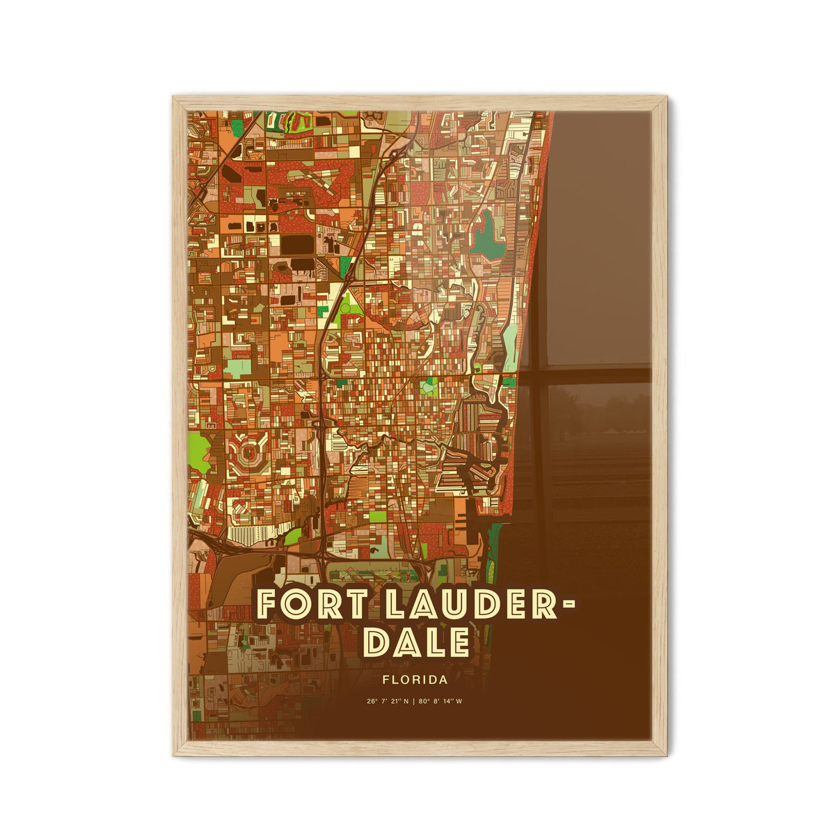 Colorful Fort Lauderdale Florida Fine Art Map Farmhouse