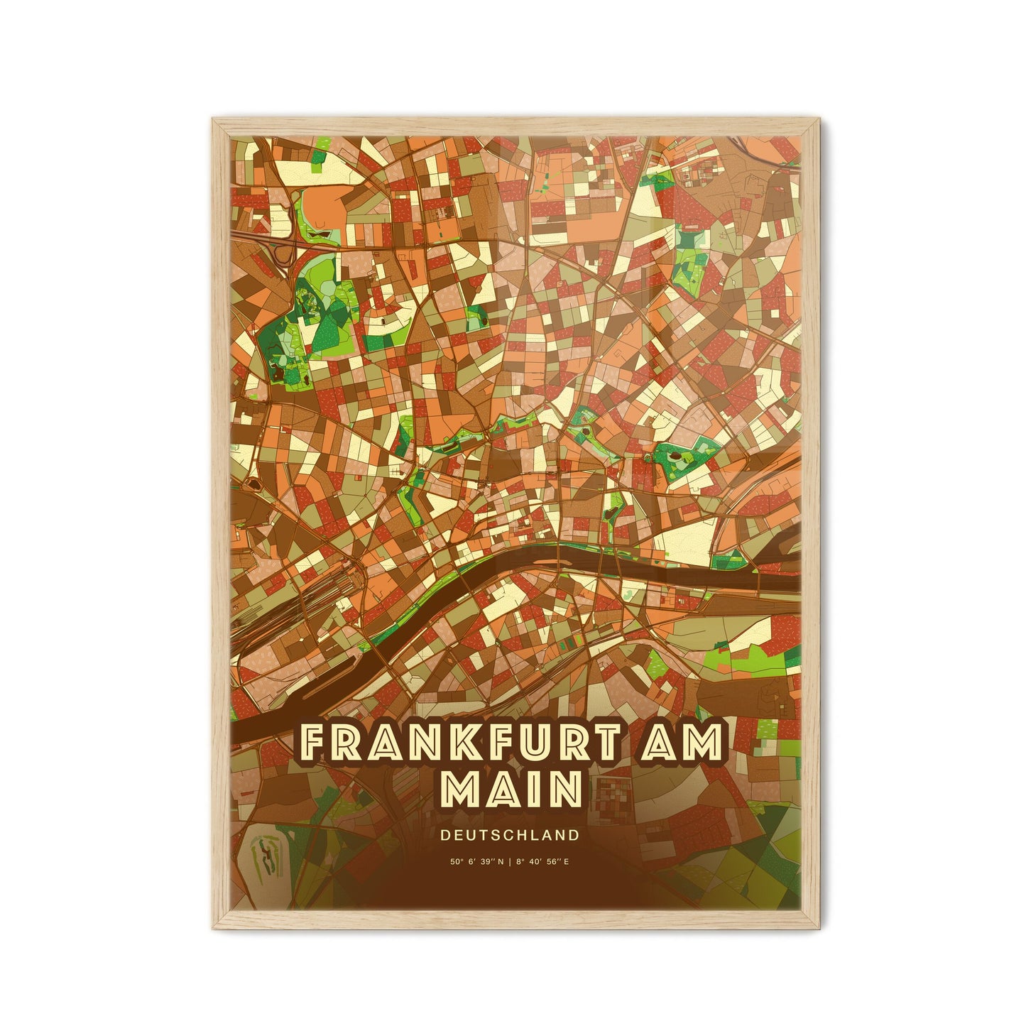 Colorful Frankfurt Am Main Germany Fine Art Map Farmhouse