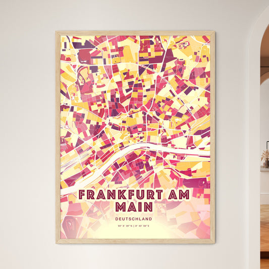 Colorful Frankfurt Am Main Germany Fine Art Map Hot Red