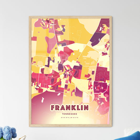 Colorful Franklin Tennessee Fine Art Map Hot Red