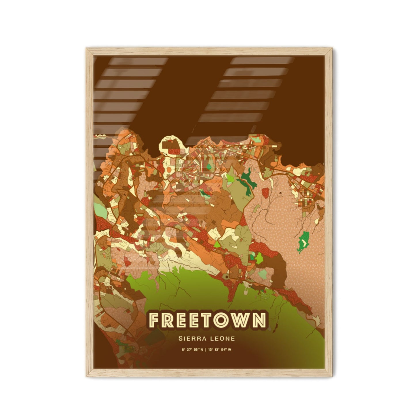 Colorful Freetown Sierra Leone Fine Art Map Farmhouse