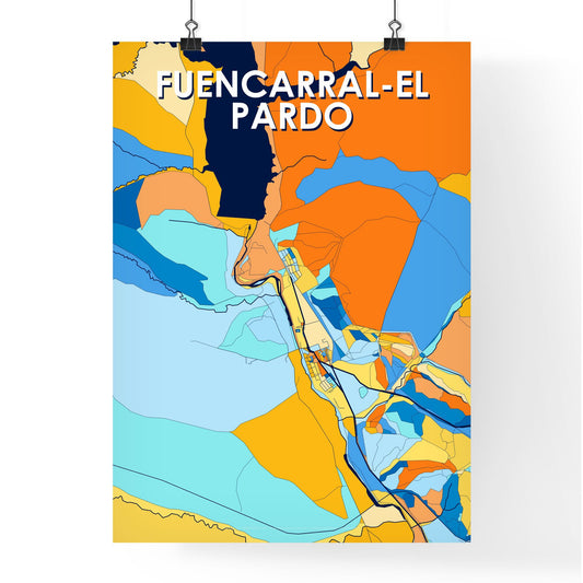 FUENCARRAL-EL PARDO SPAIN Vibrant Colorful Art Map Poster Blue Orange