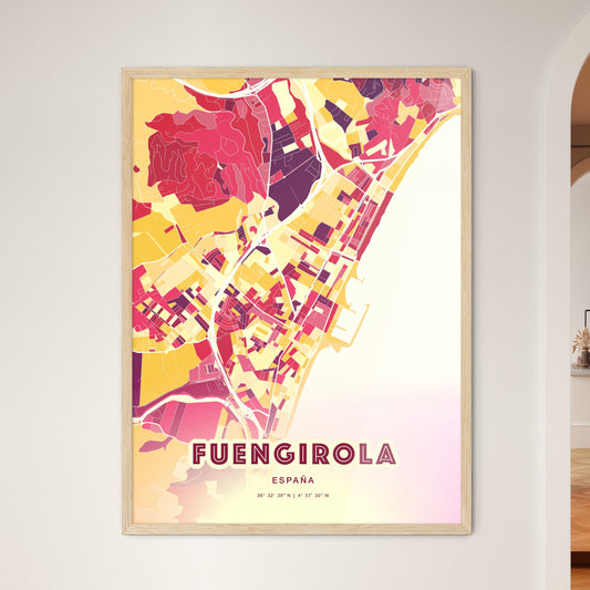 Colorful Fuengirola Spain Fine Art Map Hot Red