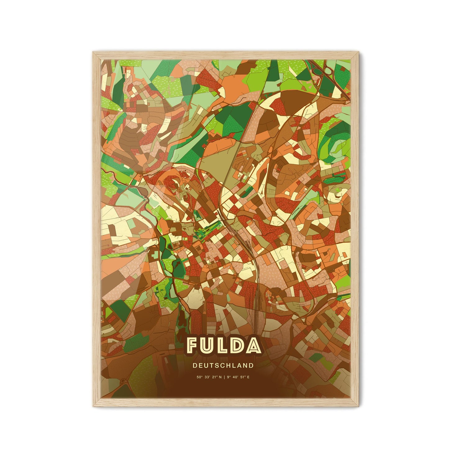 Colorful Fulda Germany Fine Art Map Farmhouse