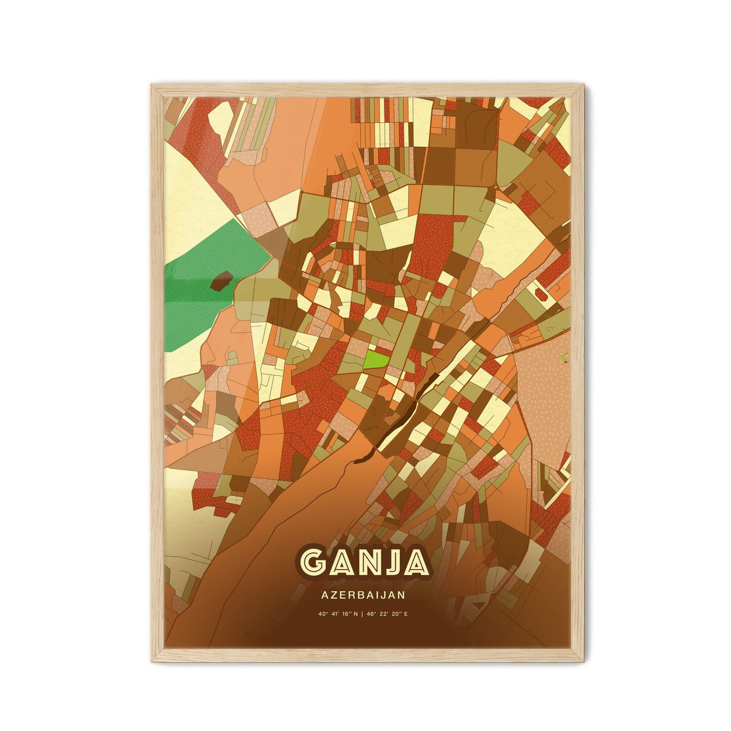 Colorful Ganja Azerbaijan Fine Art Map Farmhouse