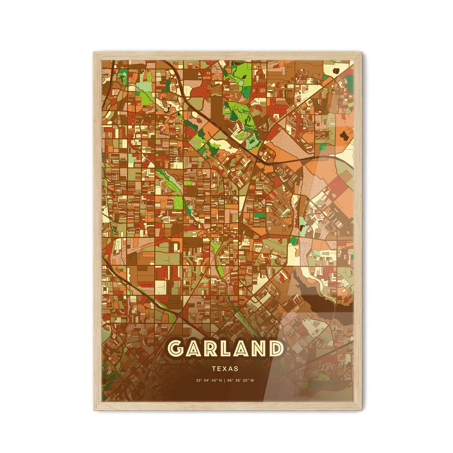 Colorful Garland Texas Fine Art Map Farmhouse