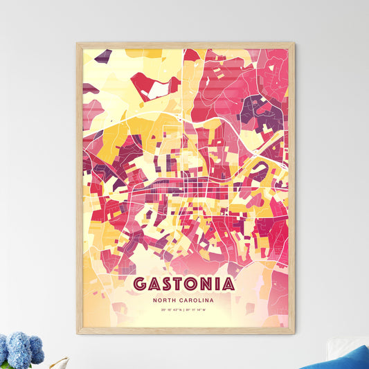 Colorful Gastonia North Carolina Fine Art Map Hot Red