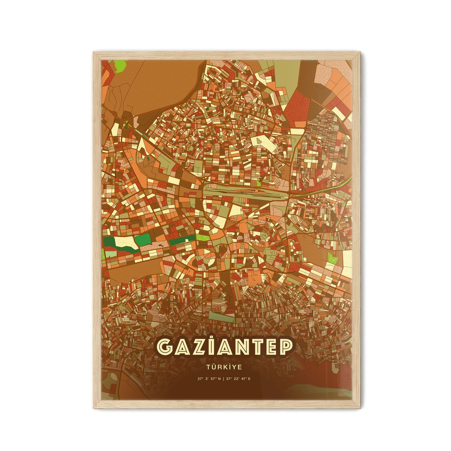 Colorful Gaziantep Turkey Fine Art Map Farmhouse