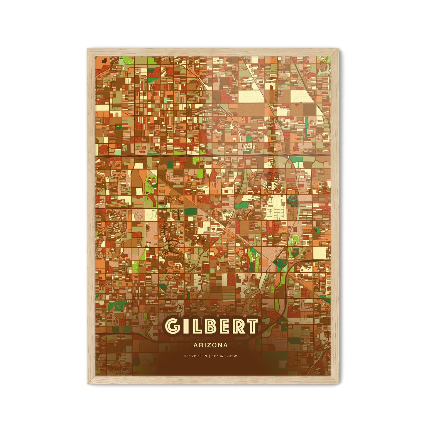 Colorful Gilbert Arizona Fine Art Map Farmhouse