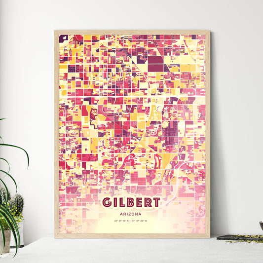 Colorful Gilbert Arizona Fine Art Map Hot Red