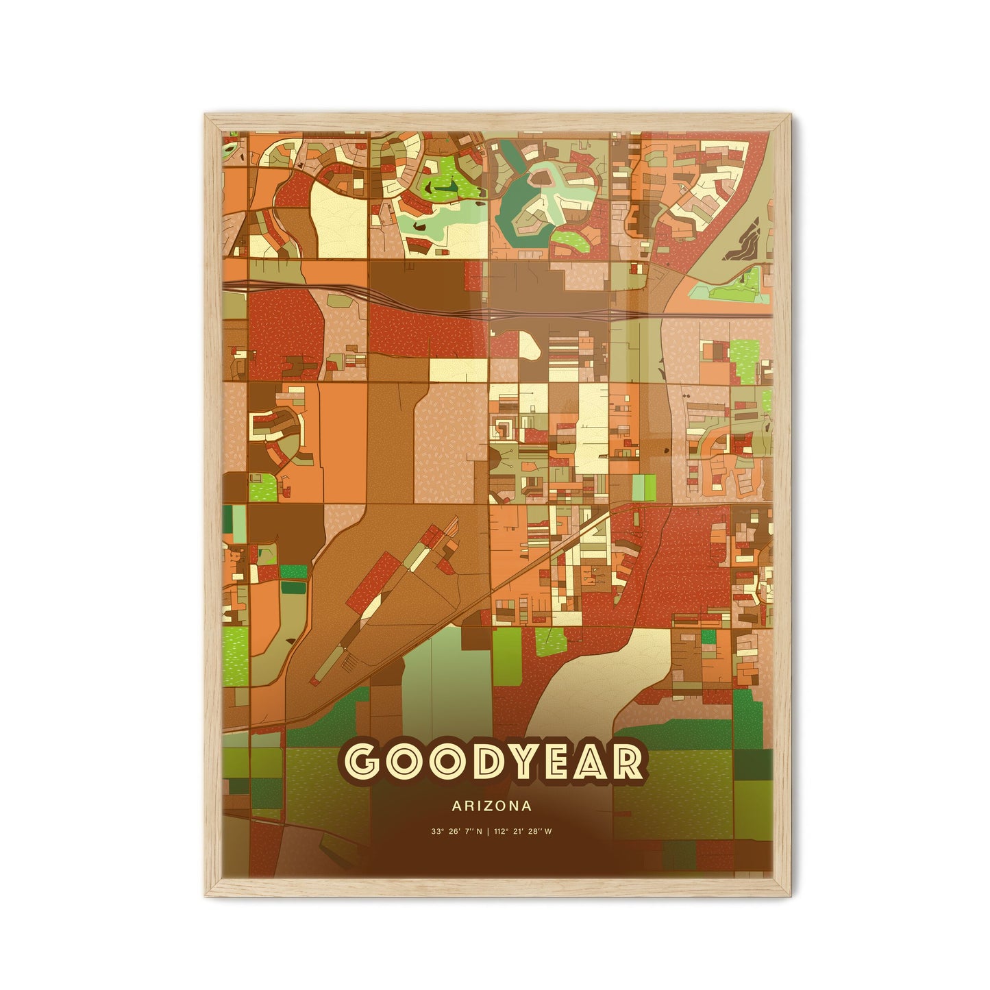 Colorful Goodyear Arizona Fine Art Map Farmhouse
