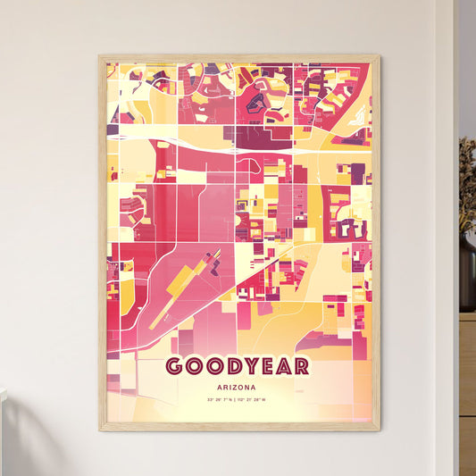 Colorful Goodyear Arizona Fine Art Map Hot Red