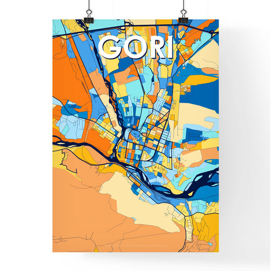 GORI GEORGIA Vibrant Colorful Art Map Poster Blue Orange