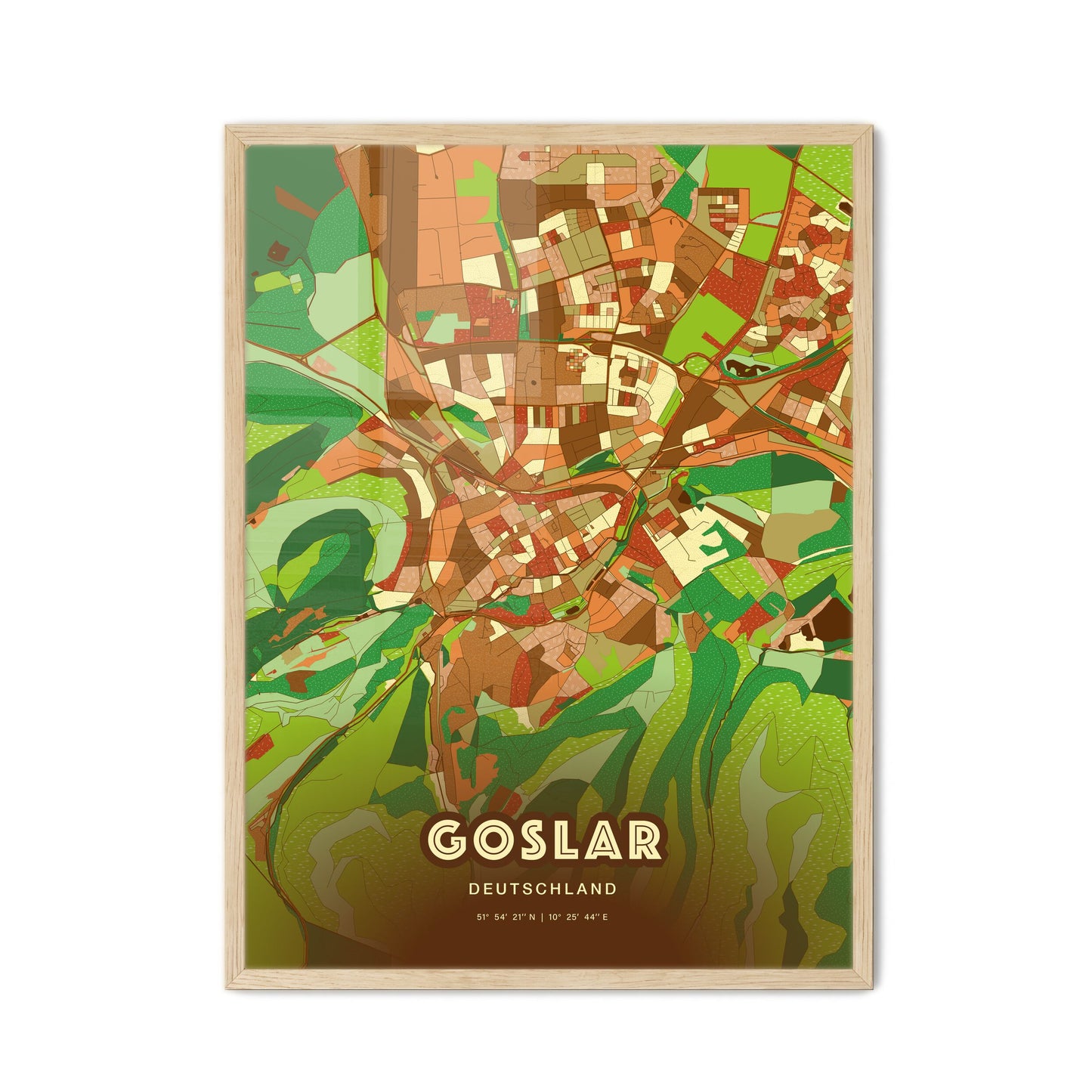 Colorful Goslar Germany Fine Art Map Farmhouse