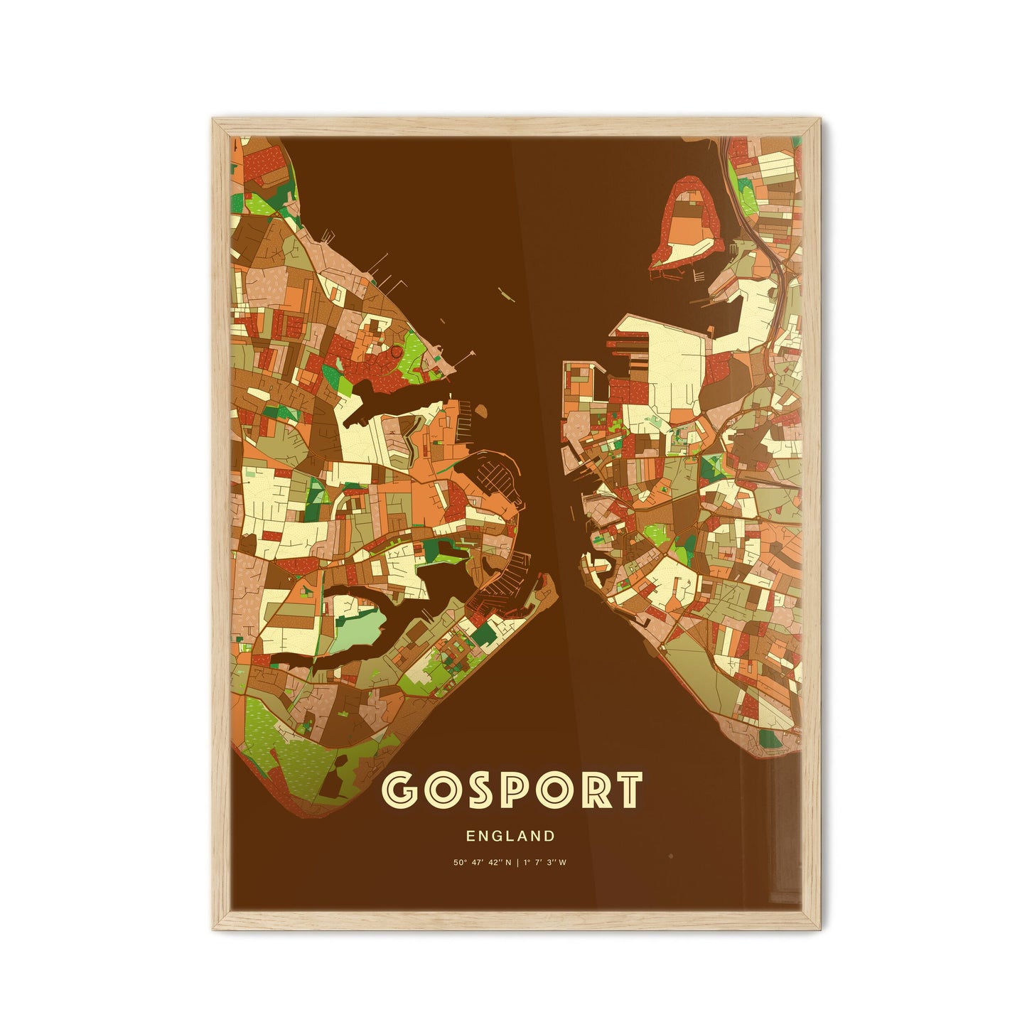 Colorful Gosport England Fine Art Map Farmhouse