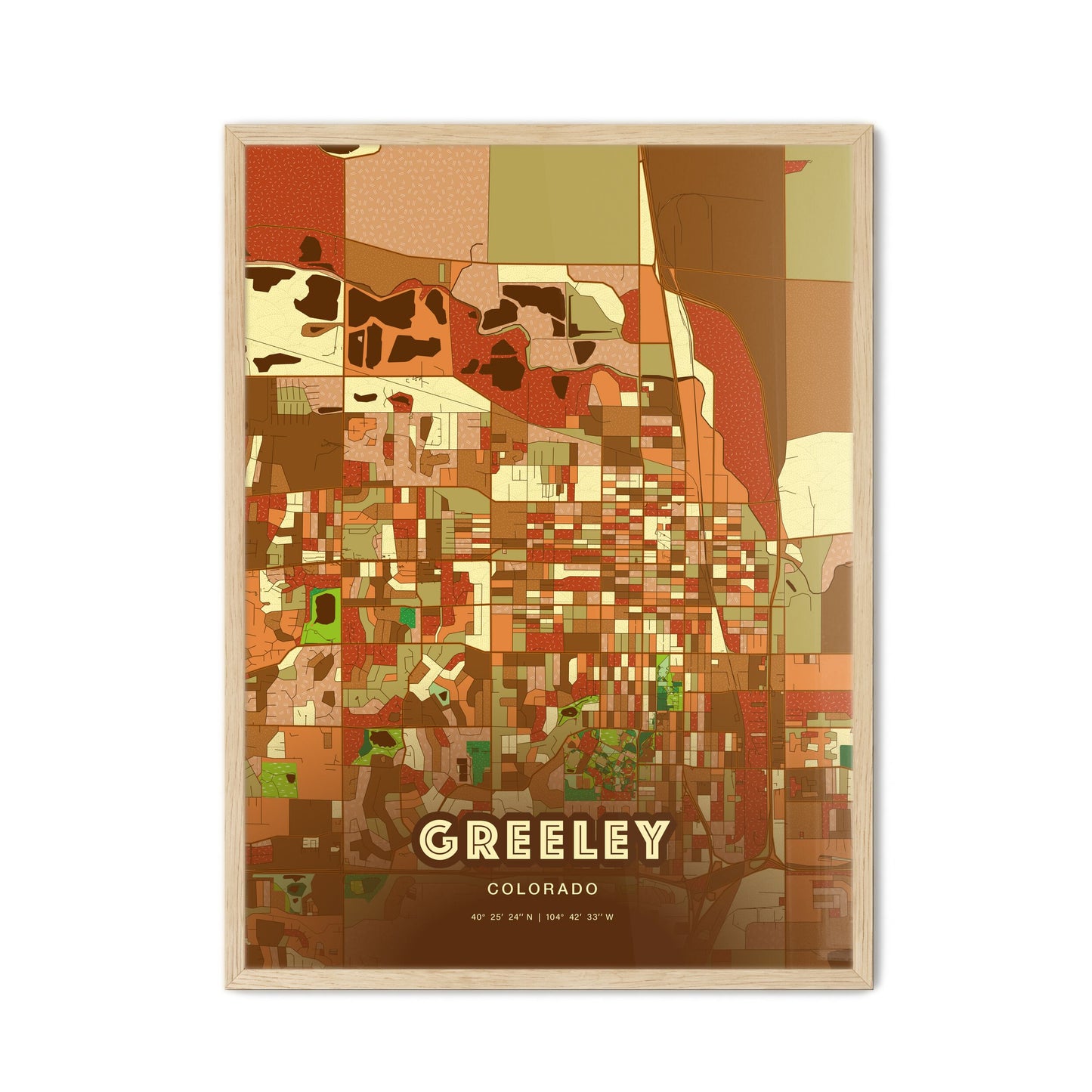 Colorful Greeley Colorado Fine Art Map Farmhouse