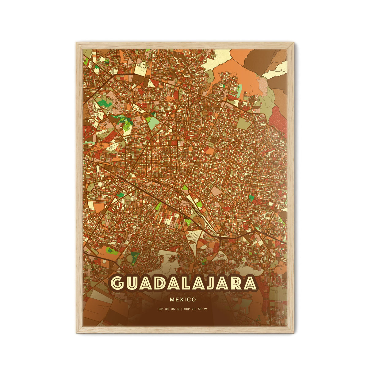 Colorful Guadalajara Mexico Fine Art Map Farmhouse