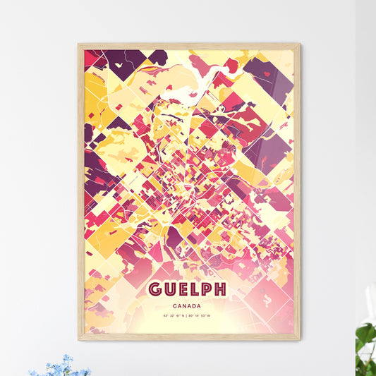 Colorful Guelph Canada Fine Art Map Hot Red