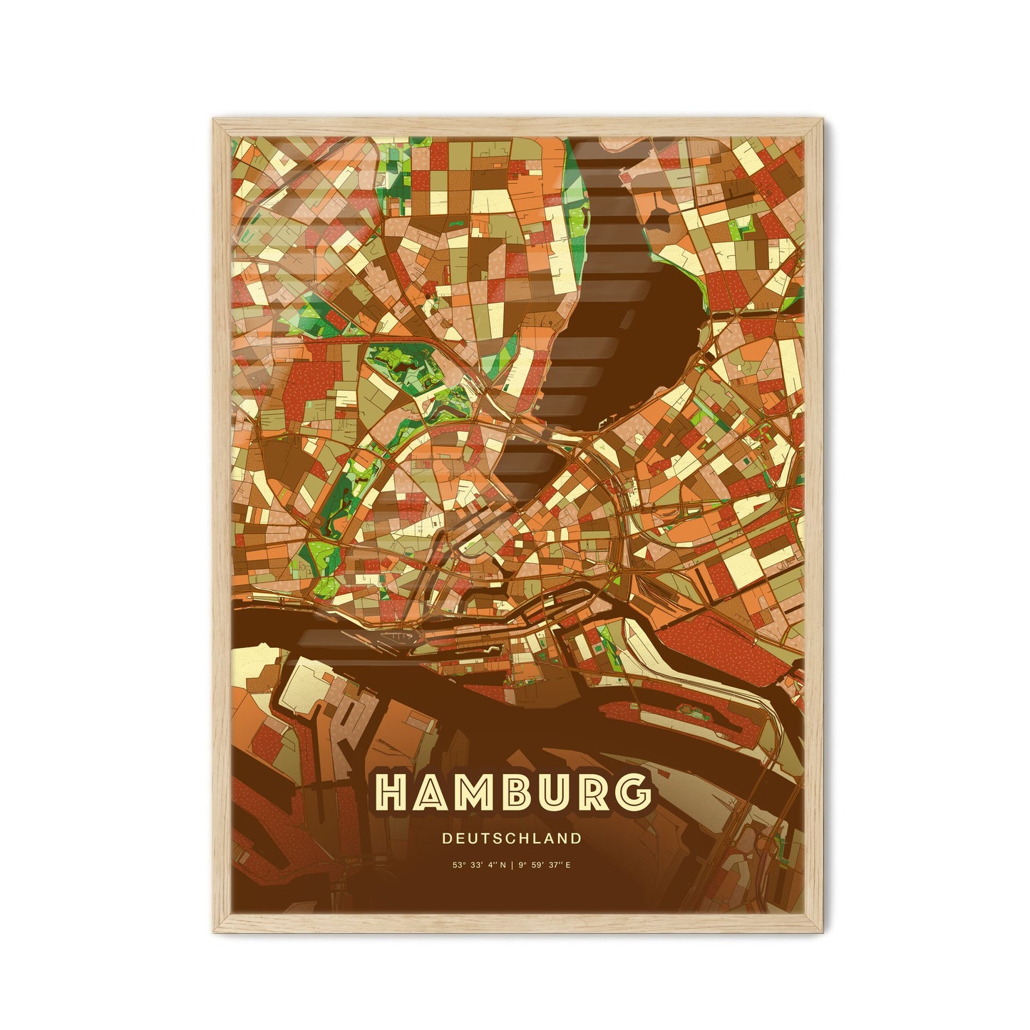 Colorful Hamburg Germany Fine Art Map Farmhouse