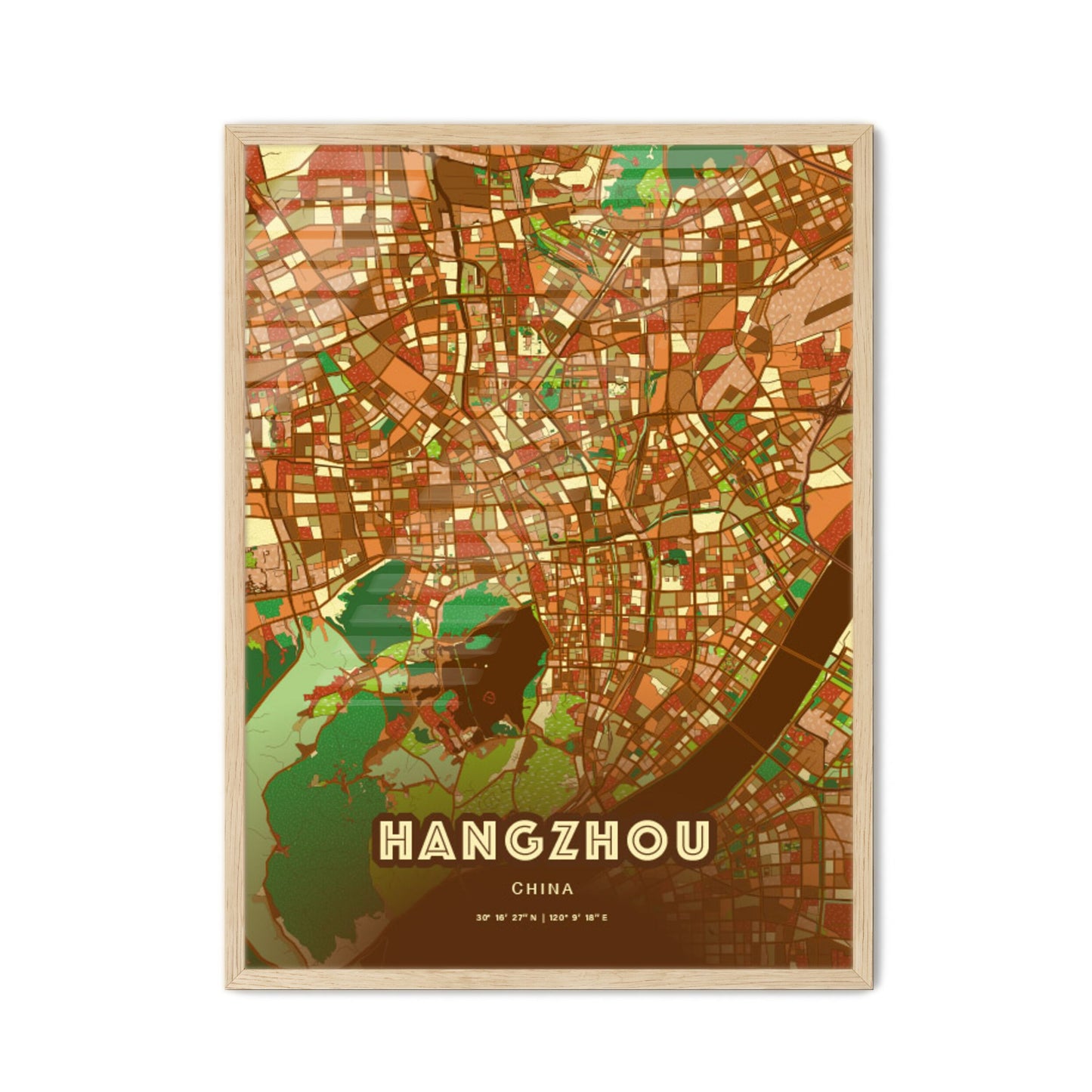 Colorful Hangzhou China Fine Art Map Farmhouse