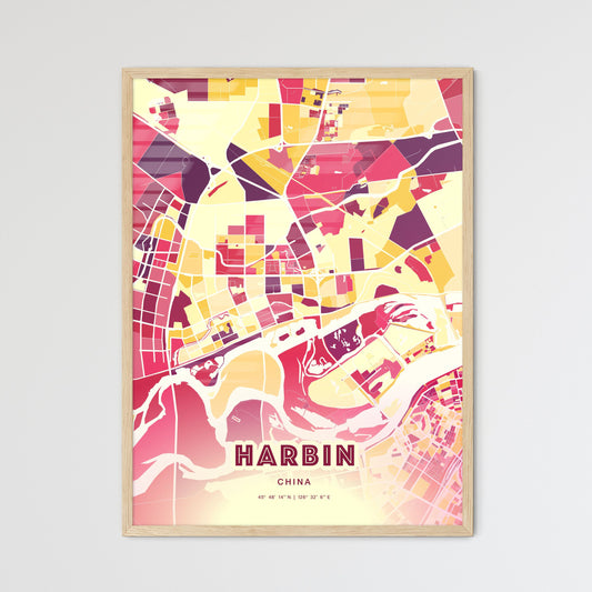 Colorful Harbin China Fine Art Map Hot Red