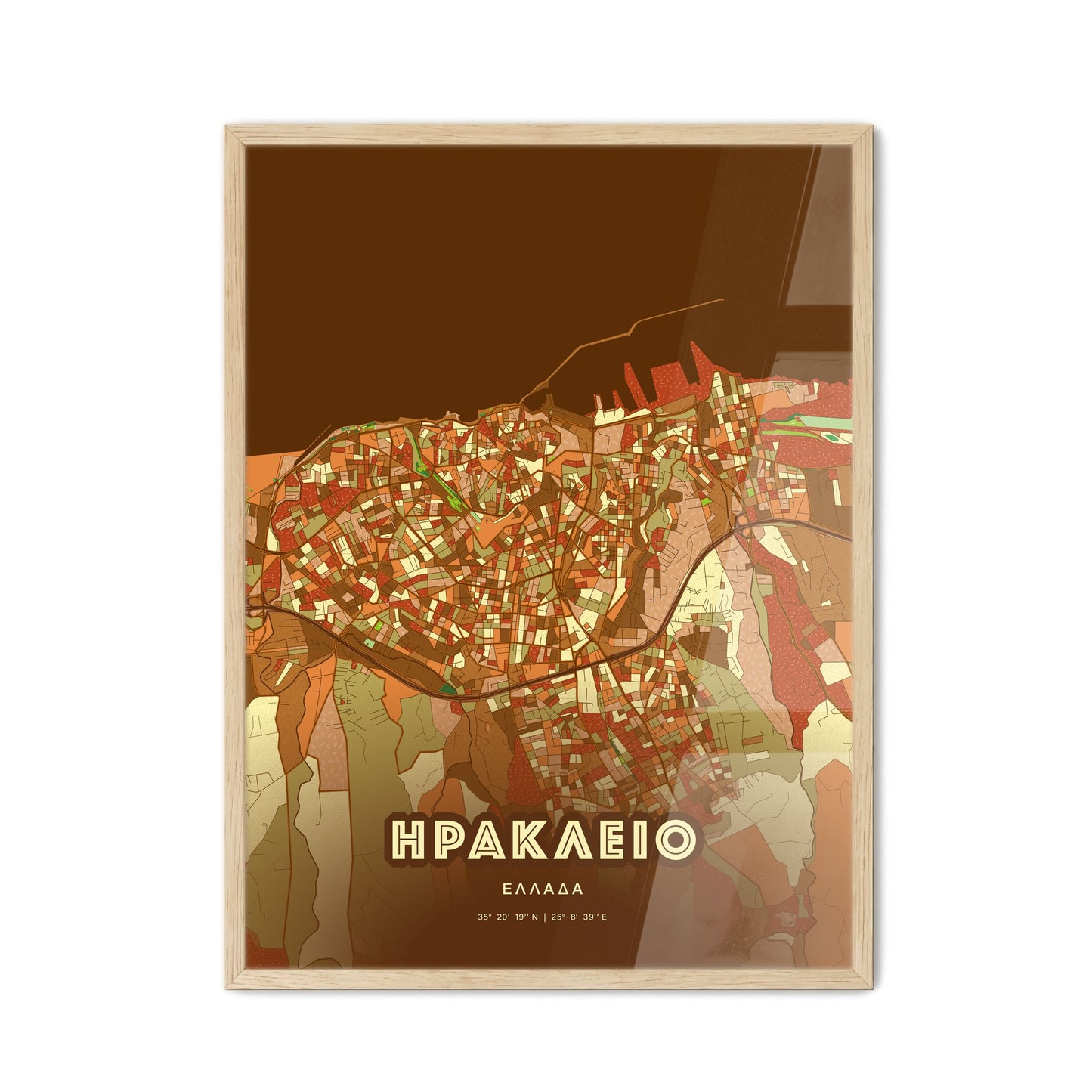 Colorful Heraklion Greece Fine Art Map Farmhouse