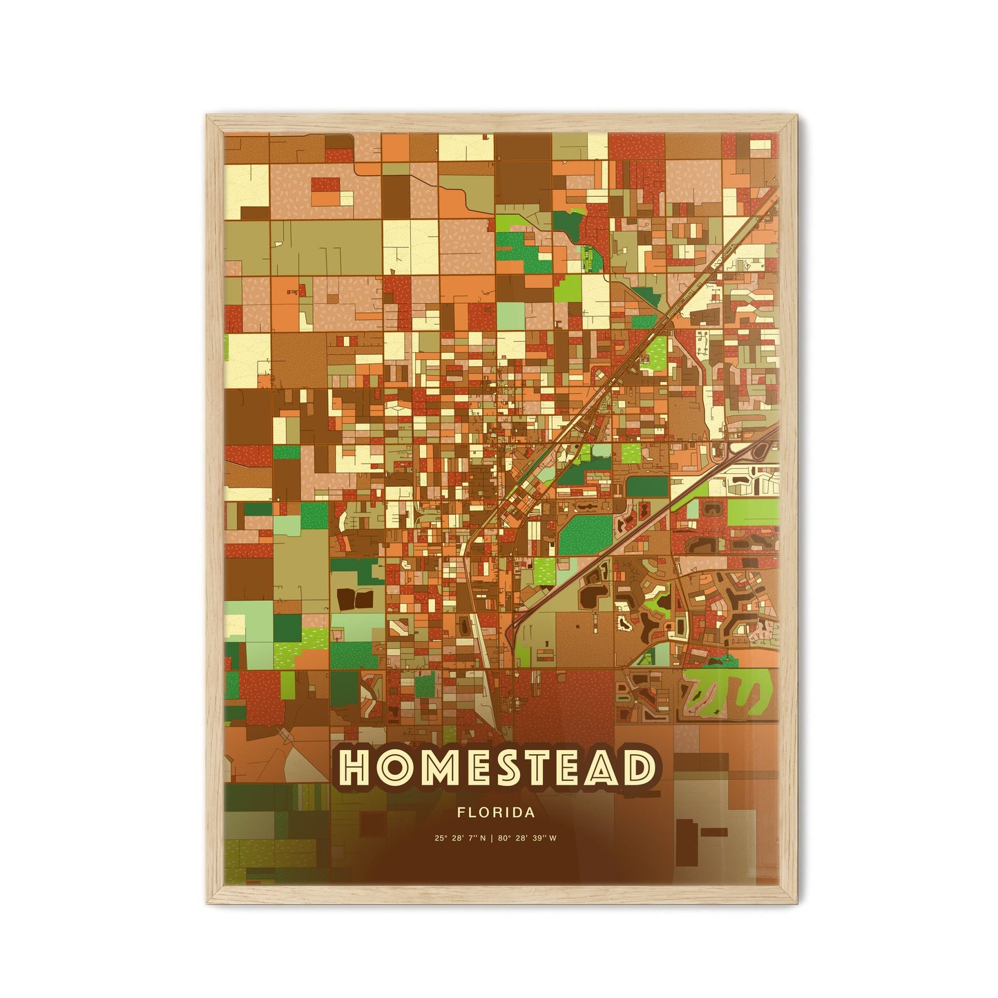 Colorful Homestead Florida Fine Art Map Farmhouse