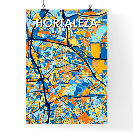 HORTALEZA SPAIN Vibrant Colorful Art Map Poster Blue Orange