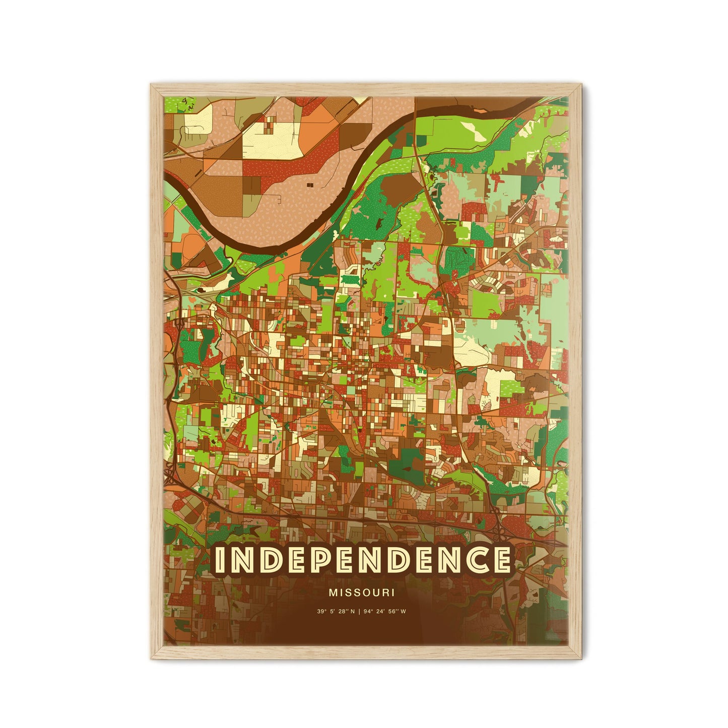 Colorful Independence Missouri Fine Art Map Farmhouse