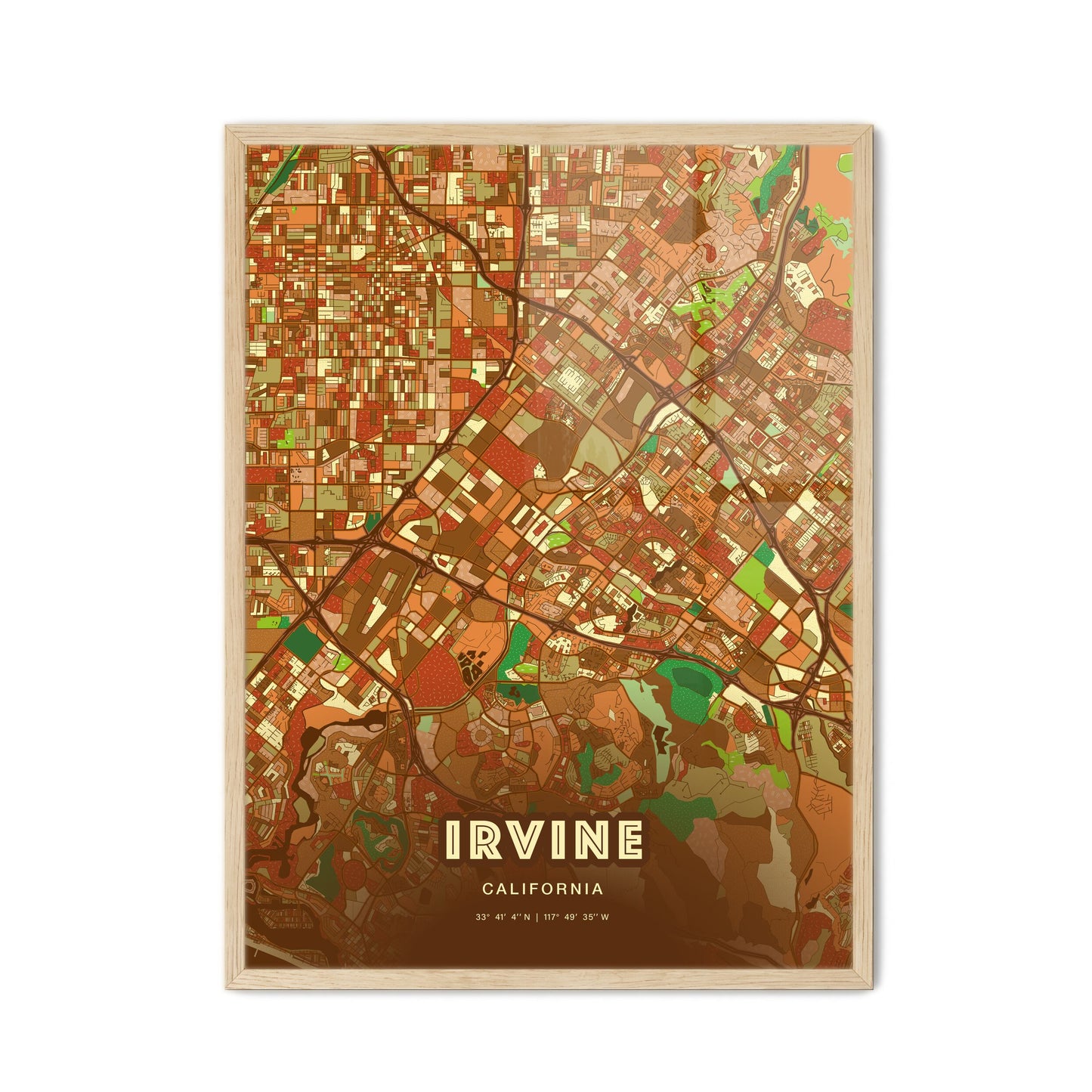 Colorful Irvine California Fine Art Map Farmhouse
