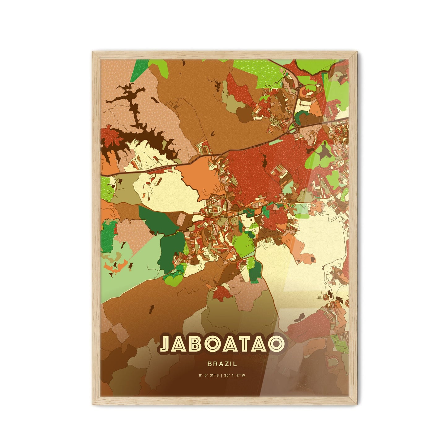 Colorful Jaboatao Brazil Fine Art Map Farmhouse
