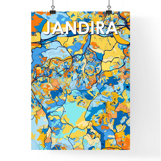 JANDIRA BRAZIL Vibrant Colorful Art Map Poster Blue Orange