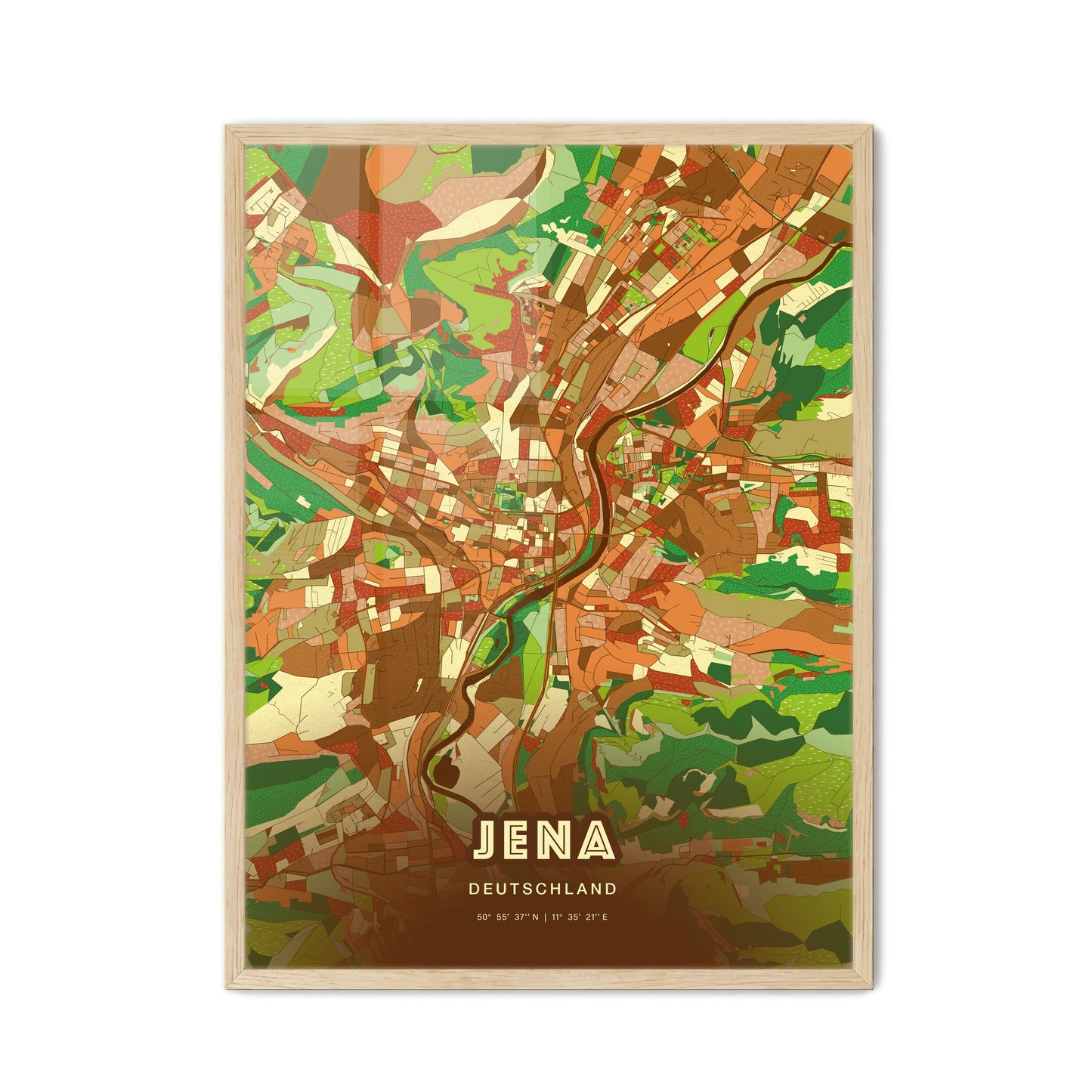Colorful Jena Germany Fine Art Map Farmhouse
