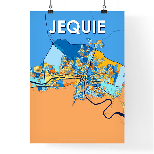 JEQUIE BRAZIL Vibrant Colorful Art Map Poster Blue Orange